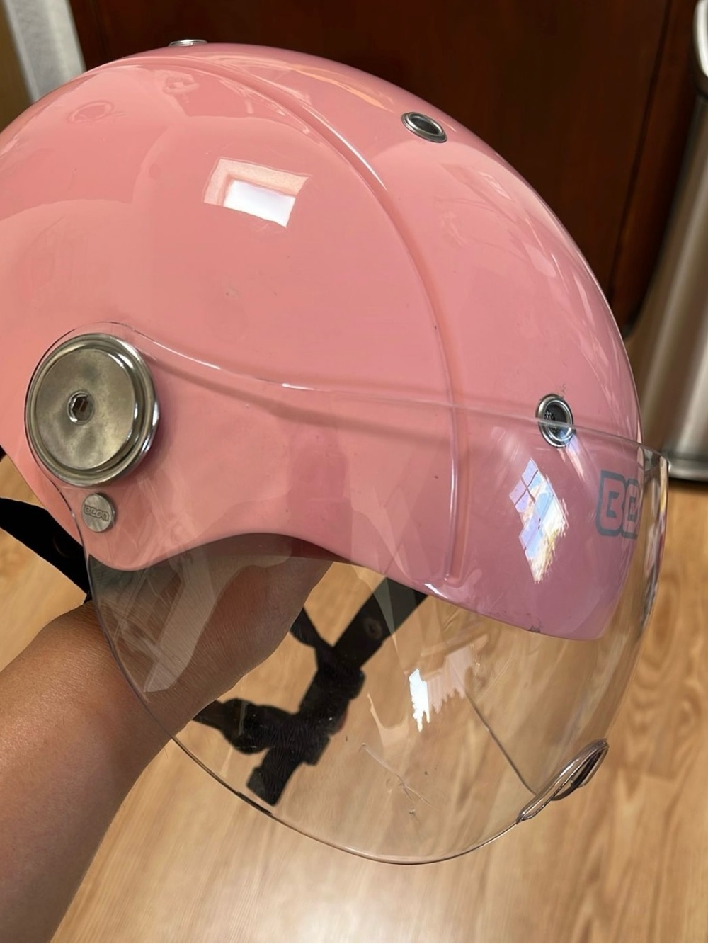 Pink Open-Face Helmet with Clear Visor